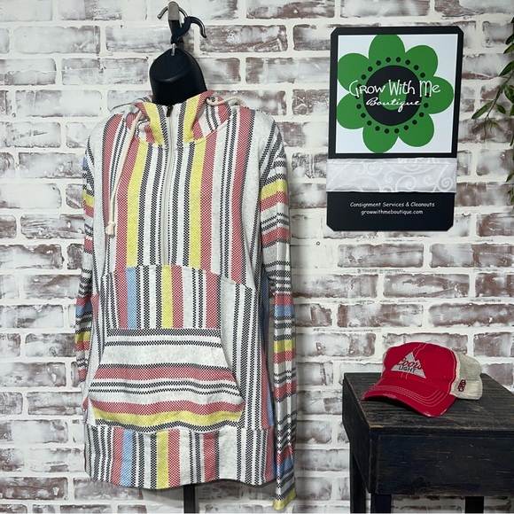 AMPERSAND AVE Checkered Pattern Hoodie large 1/2 zip large - Picture 1 of 6
